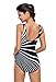 Dokotoo Womens Classic Stripes Push Up Padded High Cut Underwire Plus Size Color Block One Piece Swimsuit Monokini Black XL