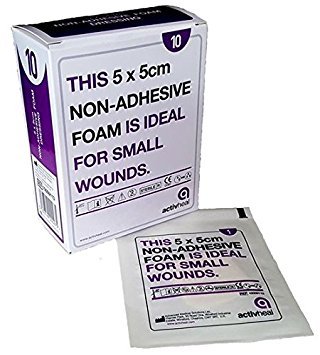 Activheal D99030 Non-Adhesive Foam, 5cm x 5cm, Pack of 10