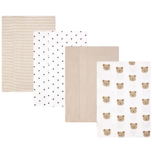 Hudson Baby Unisex Baby Cotton Polyester Flannel Burp Cloths 4-Pack, Cozy Cutie…