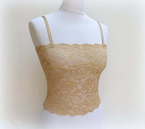 Gold floral lace tank top. Elastic lace bralette. Lace lingerie. Gold lingerie. Gold lace camisole.