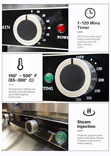 Commercial Electric Convection Oven,COOKRITE CRCC-50S Commercial Medium Electric Countertop Convection Oven Stainless Steel Top Browning Element Moisture Injection Function Compact Toaster 1/2 Shelves - Thumbnail 3