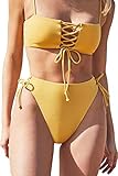 QINSEN Womens Bikini Swimsuit Sexy Lace Up Tie Side