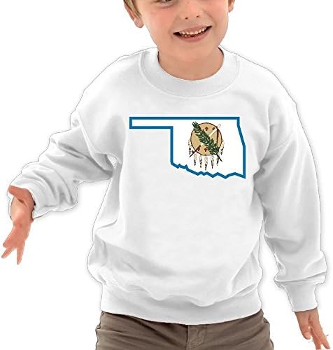 MONIRA Flag and Map Of Oklahoma Girls O-Neck Crewneck Fleece Sweater Long Sleeve Sweatshirt Pullover Sweater Warm Loose