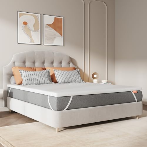 Sweetnight Mattress Topper with Memory Foam in Gel, 160 x 190 cm, 10 cm Thick, with Non-Slip Base, Support Foam Mattress Protector with Soft and Breathable Fabric, Removable and Washable