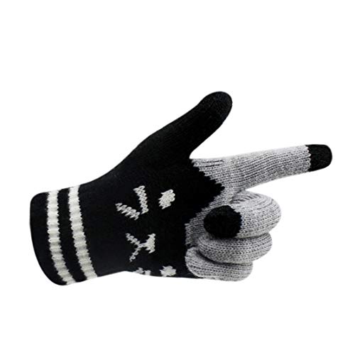 Women Men Winter Touch Screen Gloves Cat Warm Knit Texting Gloves Touchscreen Mittens - Thumbnail 4