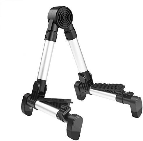 Entil Guitar Stand Universal Folding Musical Instruments Stand for Guitar/Electric Guitar, Bass,Banjo - Silver