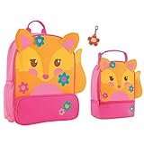 Stephen Joseph Girls Sidekick Fox Backpack and Lunch Pal with Flower Zipper Pull