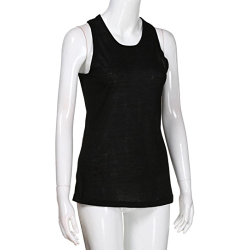 Clearance! Women's Sexy Backless Workout Tank Yoga Active Tops Racerback Cross Back Vest Casual T Shirt (L, Black)