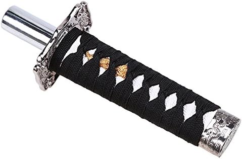 CFUSMOTO Universal Car Gear Shift Knob Short Samurai Sword Shift Knob Shifter 250mm Metal Weighted Sport Katana Shift Knob (Black+White)