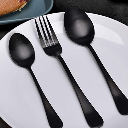 Matte Black Silverware Set, 40 Pieces Stainless Steel Flatware Set