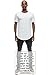 JC DISTRO Mens Hipster Hip Hop Cotton eLong Round Scallop Hemline Tshirt White Large