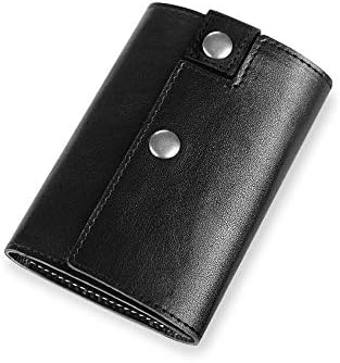 JIALU Men's Cowhide Mini-Card Cover Small and Large Capacity,All Black