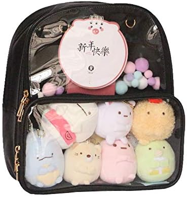 Ita Bag Leather Backpack Transparent Itabags Anime Lolita Bag Girls School Backpack (black)