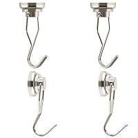 MHDMAG Swivel Swing Magnetic Hooks, Strong Refrigerator Hooks, Neodymium Magnet Hook for Picture Hanger, Grill, BBQ, Home, Kitchen, Office, Garage or Warehouse, Pack of 4.