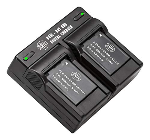 BM Premium 2 Pack Of NB-11L, NB-11LH Batteries and Dual Battery Charger Kit for Canon PowerShot Elph 110, Elph 130, Elph 135 IS, Elph 140 IS, Elph 150 IS, Elph 160, Elph 170 IS, Elph 180, Elph 190 IS, Elph 320 HS, Elph 340 HS, Elph 350 HS, Elph 360 HS, A2300 IS, A2400 IS, A2600 IS, A3400 IS, A4000 IS, SX400 IS, SX410 IS, SX420 IS Digital Camera