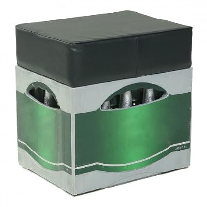 Design Sitz Bierkasten Kunstleder Sitzkissen Sitzwürfel Hocker modern - schwarz