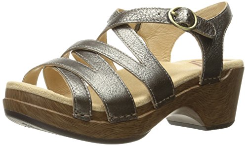 Dansko Women's Stevie Flat Sandal, Pewter Nappa, 40 EU/9.5-10 M US