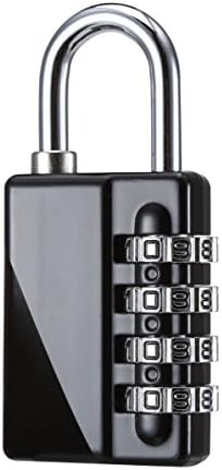 MazePlus 4 Digit Combination High Security Resettable Padlocks Black 1-Pack - Heavy Duty Weatherproof Construction - Ideal For Lockers, Suitcases, Travel Bags, Chains &amp; More
