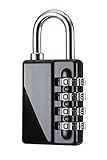 MazePlus 4 Digit Combination High Security Resettable Padlocks Black 1-Pack - Heavy Duty Weatherproof Construction - Ideal For Lockers, Suitcases, Travel Bags, Chains & More
