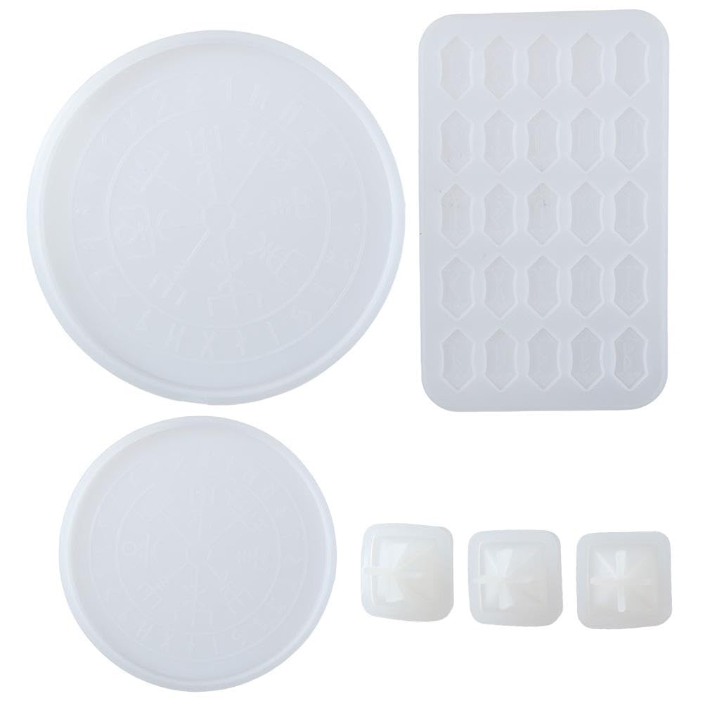 YYlingx 6Pcs Rune Set Resin Mould, Rune Coaster Mould, Rune Stones Silicone Mould, Runes Dice Mould, Rune Mould for DIY Craft Jewelry