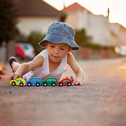 GEDIAO Wooden Car Toys for Toddlers, Car Carrier Truck Set Include 1 Truck and 4 Cars, 13.8" H x 6.7" W x 3.4" L