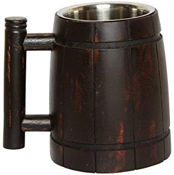 GoCraft Handmade Wooden Beer Mug with 18oz Stainless Steel Cup, Brown