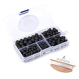 BEADNOVA 4-10mm AAA Black Matt Finish Onyx Gemstone Round Loose Beads For Jewelry Making with Plastic Container (340pcs Box Set)