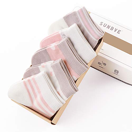 SUNBVE Toddler Little Girls Fun Cotton Ankle Socks 5 Pairs Pack