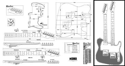 Plan of Telecaster Double-Neck Electric Guitar - Full Scale Print