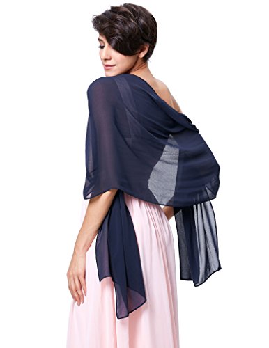 Solid Wedding Shawls Wraps Women's Evening Dress Scarves Dark Blue KK229