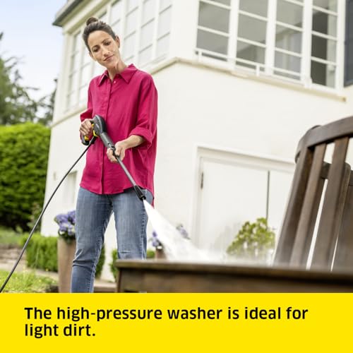 Kärcher K 2 Horizontal Pressure Washer,max. 110 bar,Flow Rate: 360 l/h,Area Coverage: 20 m²/h,Water Filter,Weight: 3.5 kg,high-Pressure Hose and Gun,Vario Power Jet Spray Lance,Standard,Yellow/Black