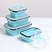 Collapsible Silicone Food Containers Storage 4 Pack Lunch Bento Box with Lid for Camping, Hiking, School CP012