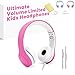 [Volume Limited] KPTEC Kids Safety Foldable On-Ear Headphones with Mic, Volume Controlled at Max 93dB to Prevent Noise-induced Hearing Loss (NIHL), Passive Noise Reduction, Wired Earbuds,Pinkthumb 1