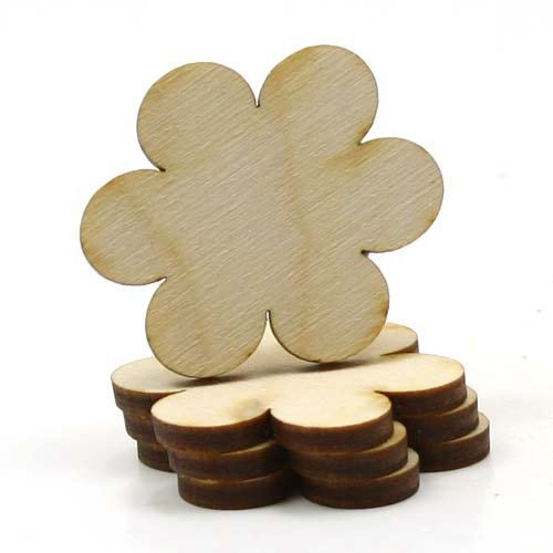 Mylittlewoodshop - Pkg of 6 - Flower 6 Petal - 1 inch by 1 inch and 1/8 inch thick unfinished wood(LC-FLOW03-6)