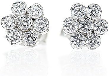 Gemco Italian Sterling Silver Round Cubic Zirconia Stud Earrings