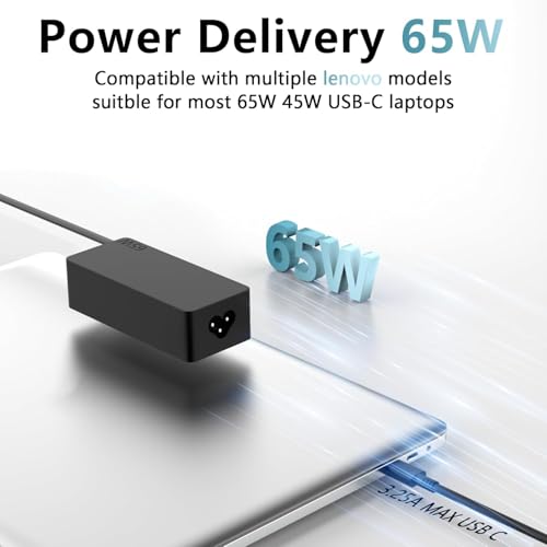 MAXPOR 65W USB C Charger Compatible with Lenovo Thinkpad T14 T15 T16 T480 T490 T580 E14 E15 E16 P14s P16s L13 X13 Thinkpad X1 Thinkbook 14 16 Yoga C940 C930 720 Type C Fast AC Adapte Power Cord Supply