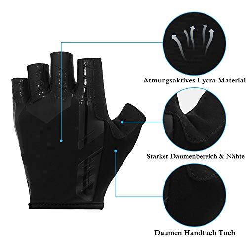 Yobenki Fahrradhandschuhe Radsporthandschuhe Halbfinger rutschfeste und stoßdämpfende Mountainbike MTB Handschuhe Gym Fitness Handschuhe für Herren Damen