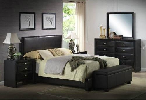 Ireland Queen Faux Leather Bed, Black