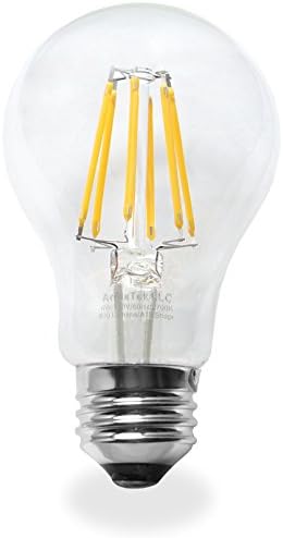 AriusTek 6W LED Filament Light Bulb Vintage Edison A19 60 Watt Equivalent Soft White 2700K E26 Base UL Listed