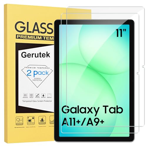 Gerutek 2 Pieces Screen Protector for Samsung Galaxy Tab A11 Plus / A11+ / A9 Plus / A9+ 11 Inch 2025/2023 Tempered Glass [Ultra Clear] [9H Hardness] [Anti-Scratch]