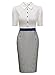 Miusol Women's Business Polo Neck Contrast stripe Short SleeveFitted Pencil Dress