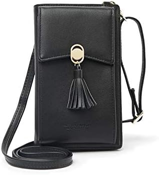 NYKKOLAWomens Wallet Bag Leather Coin Cell Phone Purse Handbag Mini Tassel Cross-body Shoulder Bag with Strap