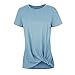 Womens Twist Knot Solid Shirt Basic Short Sleeve Crewneck T Shirts By Runcati