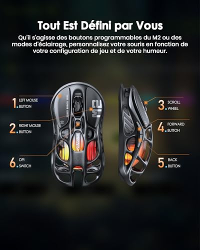 GravaStar Mercury M2 Gaming Mouse - MMO Gaming Mouse for Computer with 26000 DPI Optical Sensor - Hollow Out Lightweight Design - 5 Programmable Buttons - 5 RGB Dynamic Lightsync Modes - Stealth Black