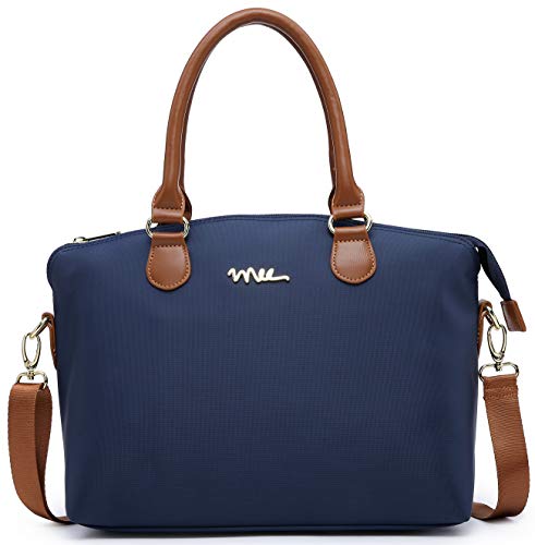 NNEE Water Resistance Nylon Top Handle Satchel Handbag with Multiple Pocket Design - Navy - Thumbnail 6