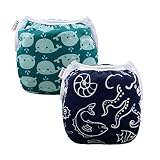 ALVABABY Swim Diapers Boys & Girls One Size Reuseable Adjustable 2pcs SW18-21