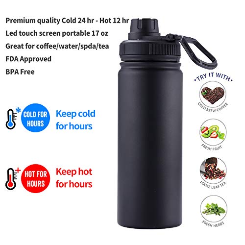 Tea Infuser Bottle With Removable Loose Leaf Tea Strainer 18/8 Stainless Steel Insulated Travel Tea Tumbler Black - Image 4