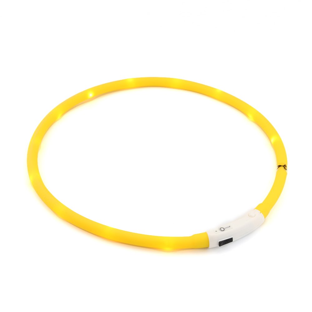 ZOGIN Collar de perro LED, collar de seguridad recargable USB para perro gato y otro animal doméstico, color amarillo