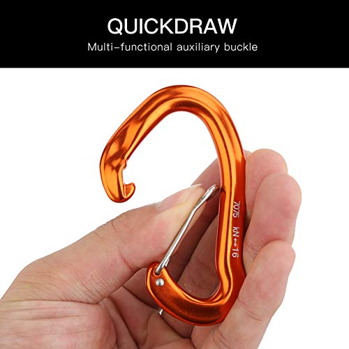 XINDA Small Carabiner Clip Keychains Quickdraws - 16KN Lightweight Mini Wiregate Carabiner Heavy Duty, Outdoor Aluminum Carabiners for Hammocks Climbing Camping Fishing Hiking (4 Orange)