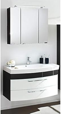 Lomadox Badezimmermobel Set Hochglanz Weiss Anthrazit Waschtisch Mit Unterschrank Amazon De Kuche Haushalt